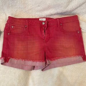 Red cuffed shorts
